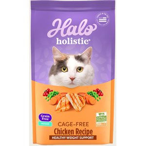 Halo Holistic Indoor Chicken Recipe Complete Digestive Health & Healthy Weight Support Adult Grain-Free Cage-Free Dry Cat Food, 3-lb bag