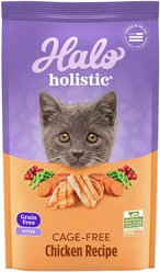 Halo Holistic Kitten Food Grain-Free Cage-Free Chicken Recipe Complete Digestive Health Dry Cat Food, 3-lb bag