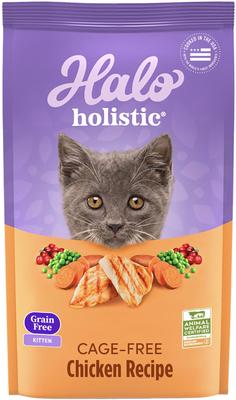 Show full view: Halo Holistic Kitten Food Grain-Free Cage-Free Chicken Recipe Complete Digestive Health Dry Cat Food, 3-lb bag slide 1 of 13