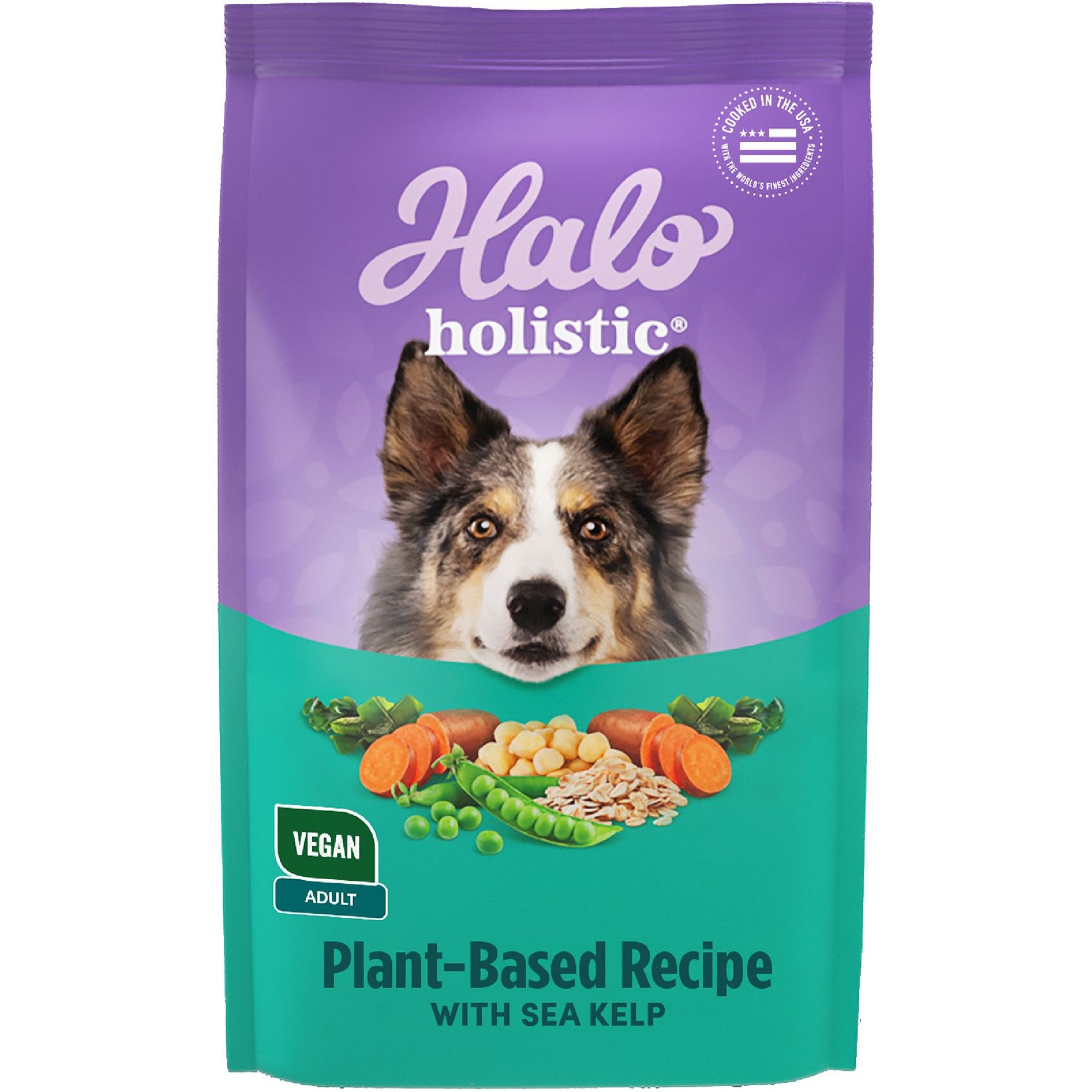 Halo Holistic Vegan Complete Digestive Health Plant-Based Recipe with Kelp Adult Formula Dry Dog Food, 10-lb bag