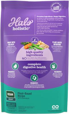 Show full view: Halo Holistic Vegan Complete Digestive Health Plant-Based Recipe with Kelp Adult Formula Dry Dog Food, 10-lb bag slide 3 of 10