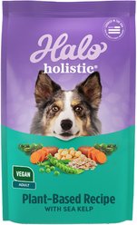 Halo Holistic Vegan Complete Digestive Health Plant-Based Recipe with Kelp Adult Formula Dry Dog Food, 3.5-lb bag
