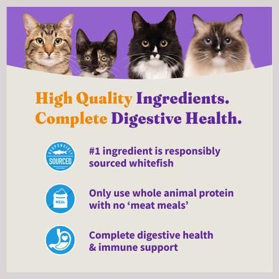 Show full view: Halo Holistic Wild-Caught Whitefish Recipe Sensitive Stomach Support Adult Dry Cat Food, 3-lb bag slide 7 of 12