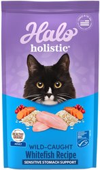 Halo Holistic Wild-Caught Whitefish Recipe Sensitive Stomach Support Adult Dry Cat Food, 6-lb bag