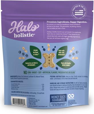 Show full view: Halo Plant Based Dog Treats with Oats & Blueberries Vegan Dog Treats, 8-oz bag slide 3 of 9