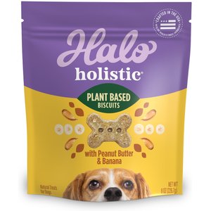 Halo Plant-Based Dog Treats with Peanut Butter & Banana Vegan Dog Treat, 8-oz bag Halo Plant-Based Dog Treats with Peanut Butter & Banana Vegan Dog Treat, 8-oz bag