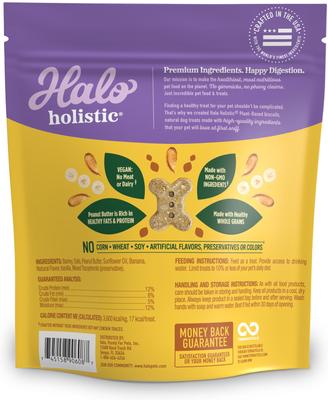 Show full view: Halo Plant-Based Dog Treats with Peanut Butter & Banana Vegan Dog Treat, 8-oz bag slide 3 of 9
