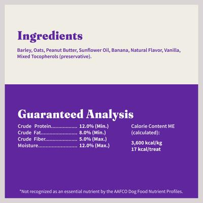 Show full view: Halo Plant-Based Dog Treats with Peanut Butter & Banana Vegan Dog Treat, 8-oz bag slide 7 of 9