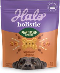 Halo Plant-Based Dog Treats with Peanuts & Pumpkin Vegan Dog Treat, 8-oz
