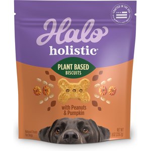 Halo Plant-Based Dog Treats with Peanuts & Pumpkin Vegan Dog Treat, 8-oz
