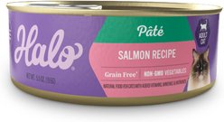 Halo Salmon Recipe Pate Grain-Free Indoor Cat Canned Cat Food, 5.5-oz, case of 12