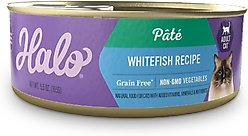 Halo Whitefish Recipe with Real Whole Whitefish Pate Grain-Free Indoor Cat Wet Cat Food, 5.5-oz can, case of 12