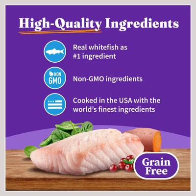 Show full view: Halo Whitefish Recipe with Real Whole Whitefish Pate Grain-Free Indoor Cat Wet Cat Food, 5.5-oz can, case of 12 slide 5 of 11