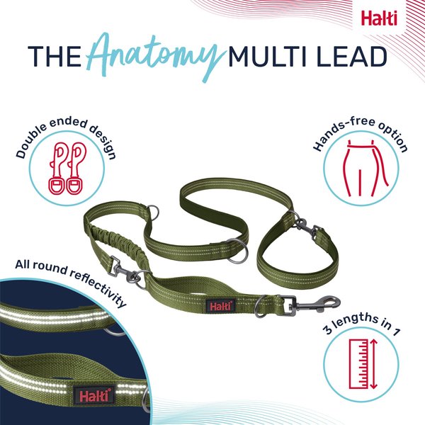 Halti Anatomy Multi Lead Polyester Bungee Reflective Dog Leash