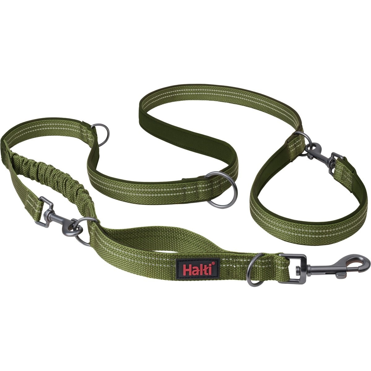 Halti Anatomy Multi Lead Polyester Bungee Reflective Dog Leash, Green, Small: 6.6-ft long, 1/2-in wide