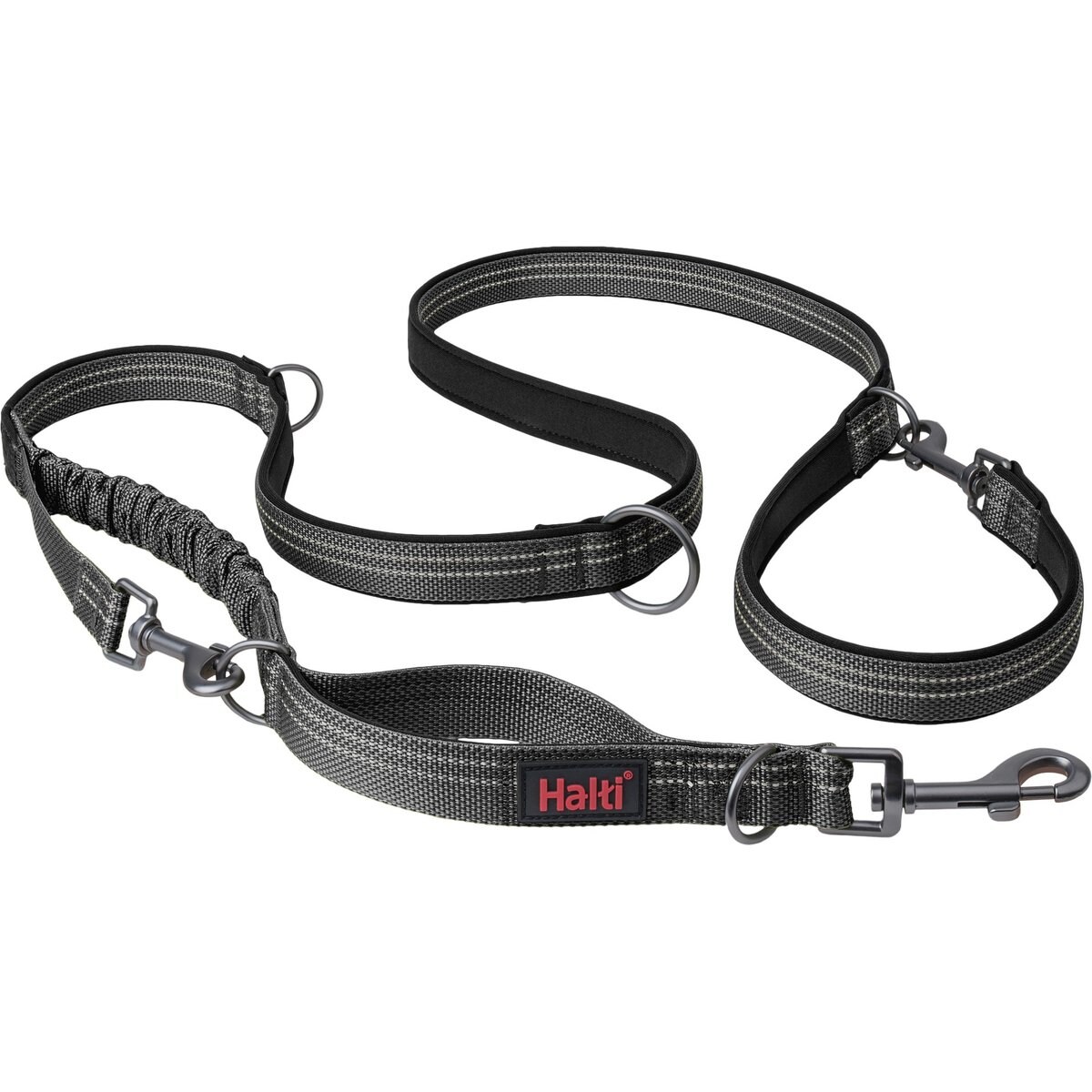 Halti Anatomy Multi Lead Polyester Bungee Reflective Dog Leash, Grey, Large: 6.6-ft long, 1-in wide
