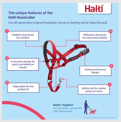 Show full view: Halti Nylon Padded No Pull Dog Headcollar, Red, Size 1 slide 2 of 10