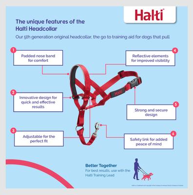 Show full view: Halti Nylon Padded No Pull Dog Headcollar, Red, Size 2 slide 3 of 11