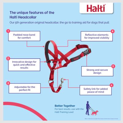 Show full view: Halti Nylon Padded No Pull Dog Headcollar, Red, Size 3 slide 2 of 10