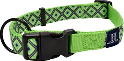 Hamilton A Day Together Ribbon Overlay Nylon Standard Dog Collar, Lime Diamond, Medium/Large: 18 to 26-in neck, 1-in wide