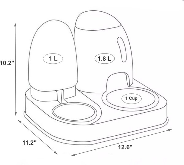 Show full view: HANAMYA 2-in-1 Dog & Cat Feeder Set with Automatic Water Dispenser slide 3 of 7