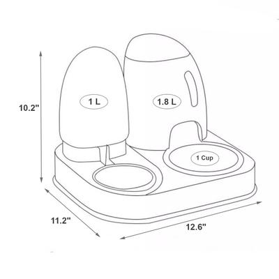 Show full view: HANAMYA 2-in-1 Dog & Cat Feeder Set with Automatic Water Dispenser slide 3 of 7