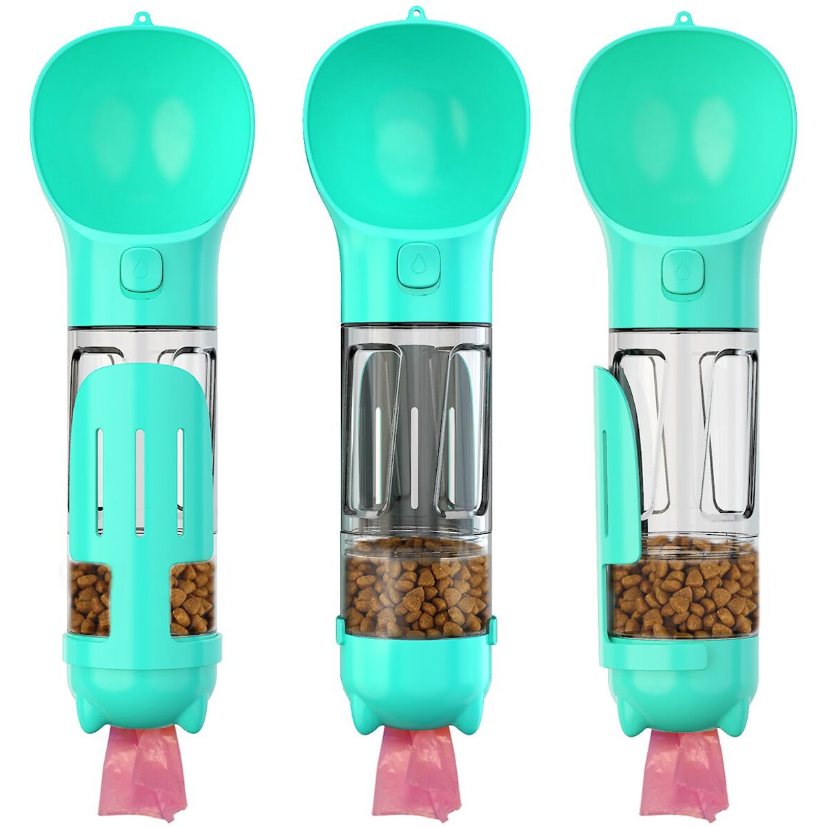 HANAMYA 3-in-1 Travel Bowl, Food Box & Poop Bag Storage Dog Travel Set, Turquoise Blue, 10-oz, 1 count
