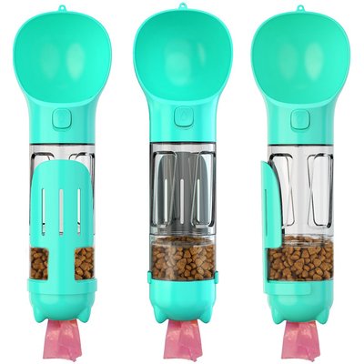 HANAMYA HANAMYA 3-in-1 Travel Bowl, Food Box & Poop Bag Storage Dog Travel Set, Turquoise Blue, 10-oz, 1 count