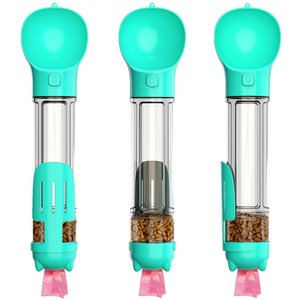 HANAMYA 3-in-1 Travel Bowl, Food Box & Poop Bag Storage Dog Travel Set, Turquoise Blue, 17-oz, 1 count