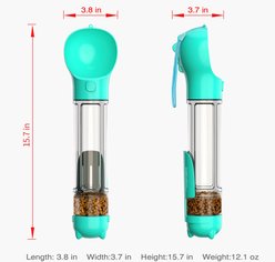 HANAMYA 3-in-1 Travel Bowl, Food Box & Poop Bag Storage Dog Travel Set, Turquoise Blue, 17-oz, 1 count slide 2 of 9