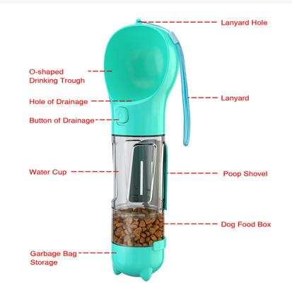 Show full view: HANAMYA 3-in-1 Travel Bowl, Food Box & Poop Bag Storage Dog Travel Set, Turquoise Blue, 17-oz, 1 count slide 5 of 10