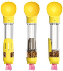 HANAMYA 3-in-1 Travel Bowl, Food Box & Poop Bag Storage Dog Travel Set, Yellow, 17-oz, 1 count