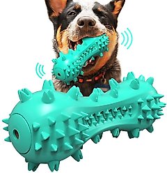 HANAMYA Bone-Shaped Toothbrush Dog Chew Toy, Turquoise Blue