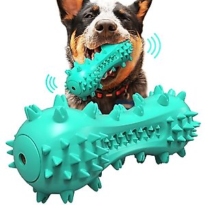 HANAMYA Bone-Shaped Toothbrush Dog Chew Toy, Turquoise Blue