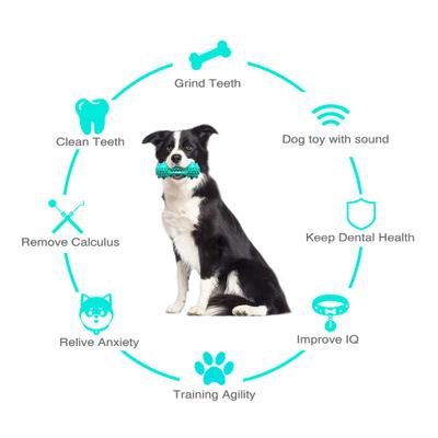 Show full view: HANAMYA Bone-Shaped Toothbrush Dog Chew Toy, Turquoise Blue slide 3 of 10