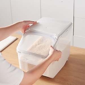Hanamya BPA Free Pet Food Storage Container & Measuring Cup, White, 10-lb, 1 count