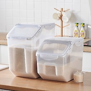 Hanamya BPA Free Pet Food Storage Container & Measuring Cup, White, 10-lb, 1 count