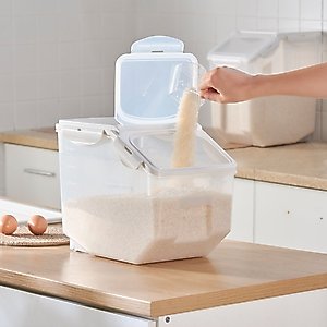 Hanamya BPA Free Pet Food Storage Container & Measuring Cup, White, 10-lb, 1 count