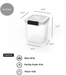 HANAMYA BPA Free Pet Food Storage Container & Measuring Cup, White, 10-lb, 1 count slide 2 of 9