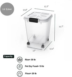 HANAMYA BPA Free Wide-Mouth Pet Food Storage Container & Measuring Cup, White, 15-lb, 1 count slide 2 of 9