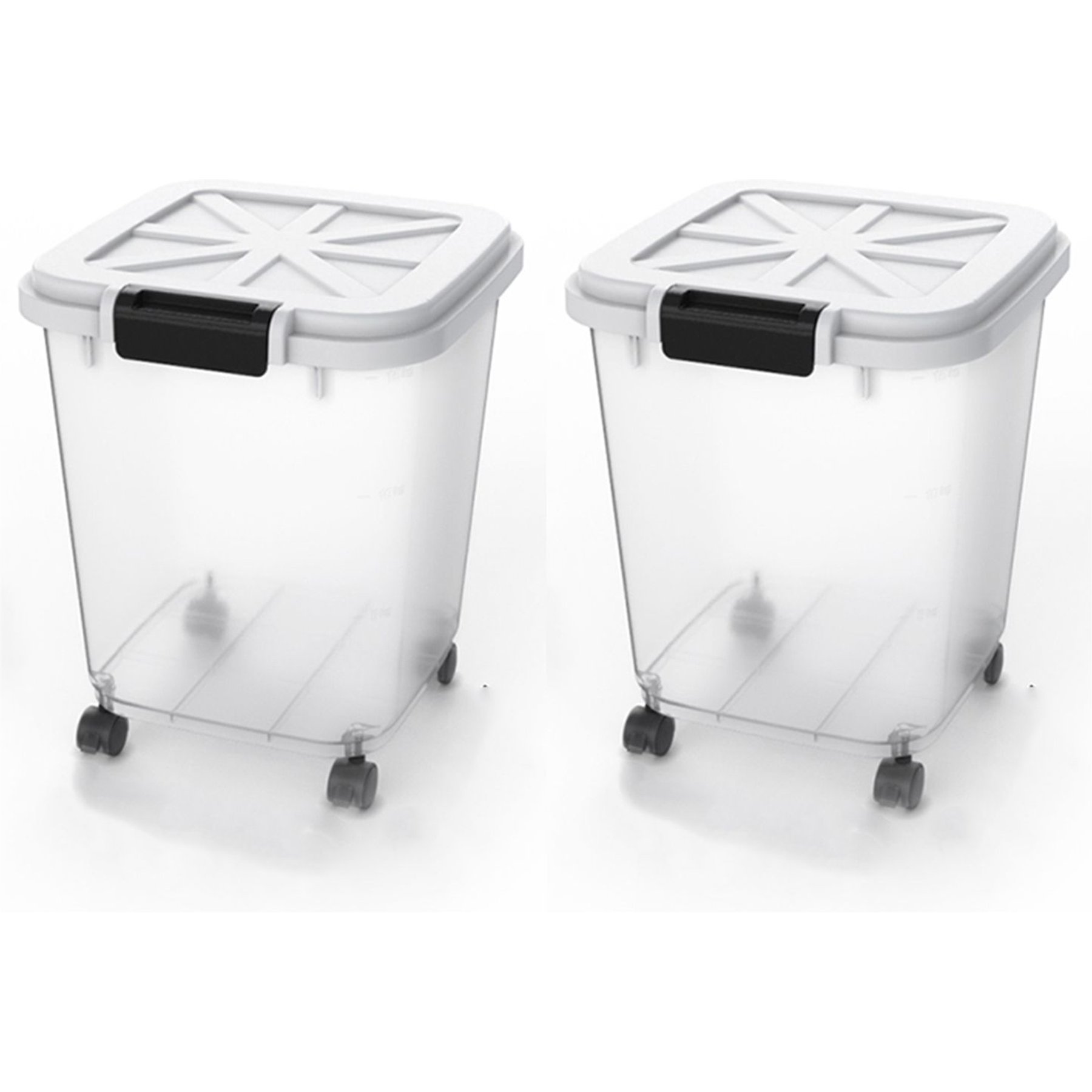 HANAMYA BPA Free Wide-Mouth Pet Food Storage Container & Measuring Cup, White, 15-lb, 2 count