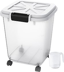 HANAMYA BPA Free Pet Food Storage Container & Measuring Cup, White, 27-lb, 1 count