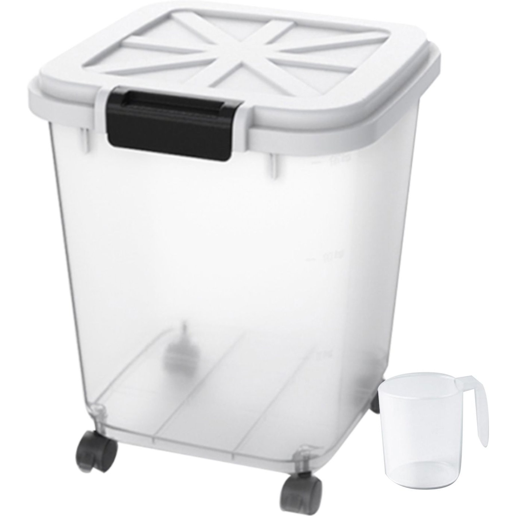 HANAMYA BPA Free Wide-Mouth Pet Food Storage Container & Measuring Cup, White, 27-lb, 1 count