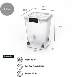 HANAMYA BPA Free Pet Food Storage Container & Measuring Cup, White, 27-lb, 1 count slide 2 of 6