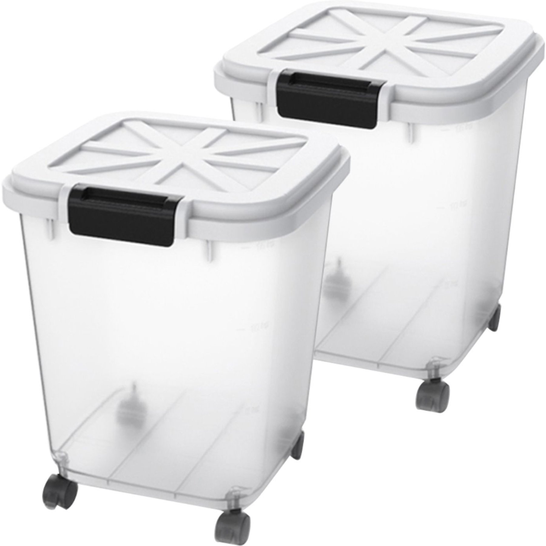 HANAMYA BPA Free Wide-Mouth Pet Food Storage Container & Measuring Cup, White, 27-lb, 2 count