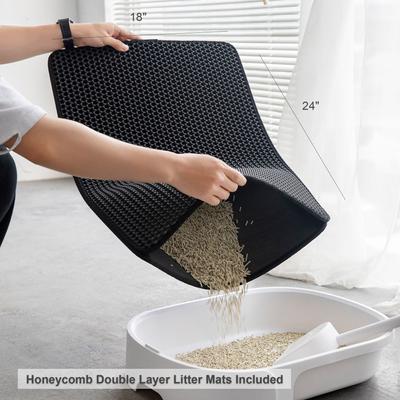 Show full view: HANAMYA Cat Front Entry Top Exit Cat Litter Box with Scoop & Litter Mat, X-Large slide 4 of 10
