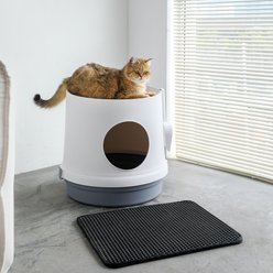 HANAMYA Cat Litter Box with Scoop & Scratcher & Litter Mat