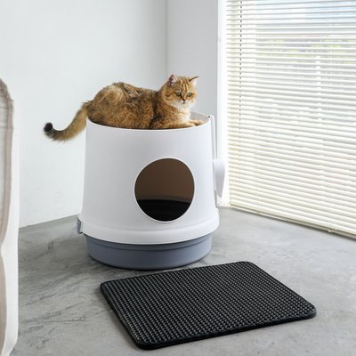 HANAMYA HANAMYA Cat Litter Box with Scoop & Scratcher & Litter Mat