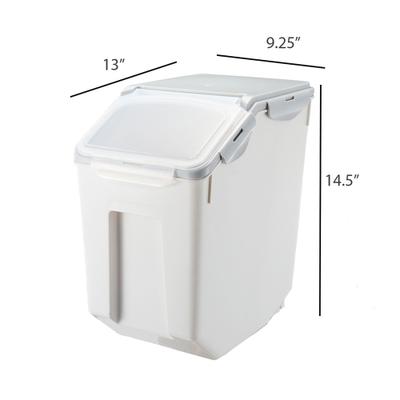 Show full view: HANAMYA Container with Measuring Cup Dog & Cat Food Storage, 2 count, White & Gray, 15-lbs slide 5 of 11
