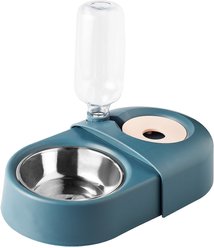 HANAMYA Dog & Cat Automatic Waterer & Stainless Steel Bowl, Blue